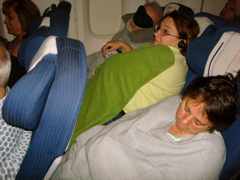 Robert, Ann, and oum Fadi on the plane to Paris (sy)