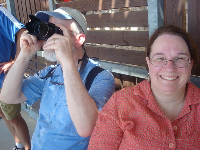 Robert and Ann waiting for the cable car down from Masada (sy)