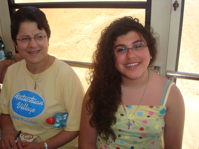 Minerva and Hope going down from Masada in the cable car (sy)