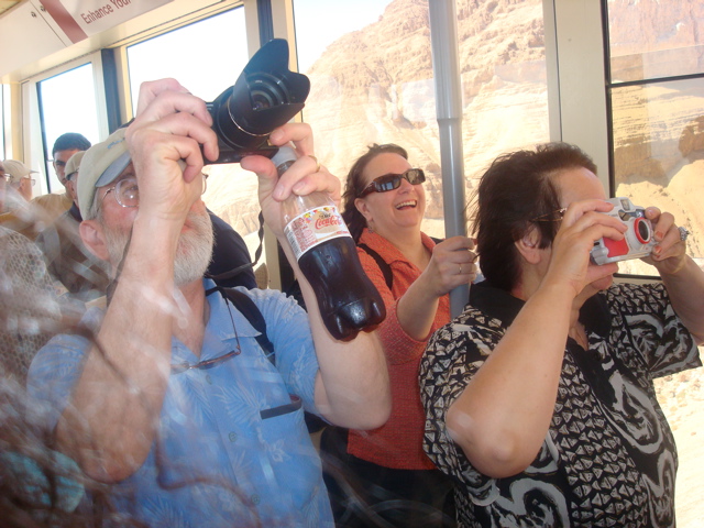 Robert, Ann, and oum Fadi on the way to Masada (sy)