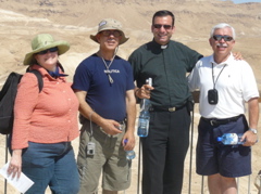 Ann, Salim, Father Samer, and Bill at Masada (rw)