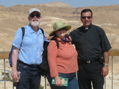 Robert, Ann, and Father Samer at Masada (rw)