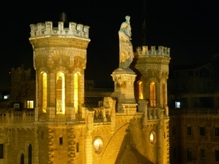 The Towers of Notre Dame of Jerusalem at Night, from the roof (rw)