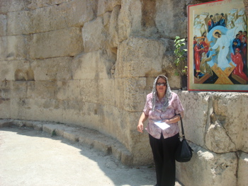 Oum Fadi at Byzantine Church ruins in Emmaus Nicopolis (sy)