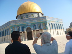 Dome of the Rock, with Father Samer, Bill, and Nicole (hs)