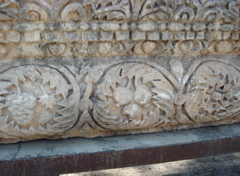 Stone Lentel showing decorative grapes  pomogranates, from Jewish-Christian community in Capernaum (sy)