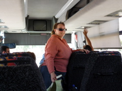 Ann getting back on the bus (rw)
