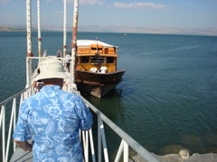 Fuad going down to our boat ride on the Sea of Galilee, to Tiberias (sy)