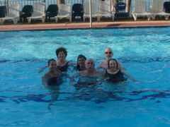 Nicole, Lilian, Hope, Bill, Robert, Ann in the pool at the Golan Hotel Tiberias (ms)