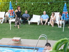 George, Rowida, Subi, Fuad, Suad, Widad at the pool of the Golan Hotel Tiberias (rw)