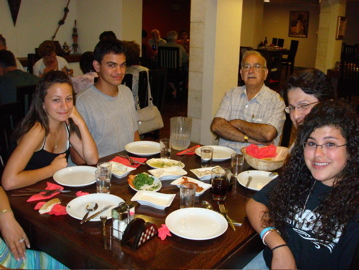 Natalia, Paul, Subi, Minerva, Hope at dinner at the New Grand Hotel in Nazareth (sy)