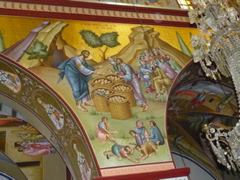 Wonderful iconography of loaves and fishes in chapel of Monastery of Transfiguration on Mount Tabor (rw)