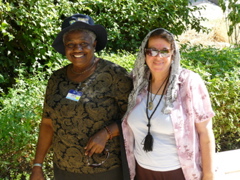 Pilgrims together at Mount Beatitudes, Katie of Nigeria, and oum Fadi (Werdeh) (rw)