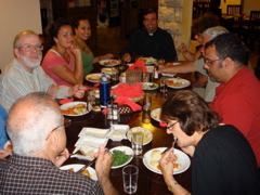 Robert, Ursula, Nichole, Father Samer, Nina, Bill, Karim, Widad, Subi at dinner at the New Grand Hotel in Nazareth (sy)