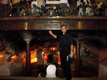 Father Samer at shrine to the Prophet Elias Thesbite (sy)