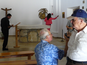 Father Samer, Hope, Fuad, Edmond at the shrine to the Prophet Elijah (rw)